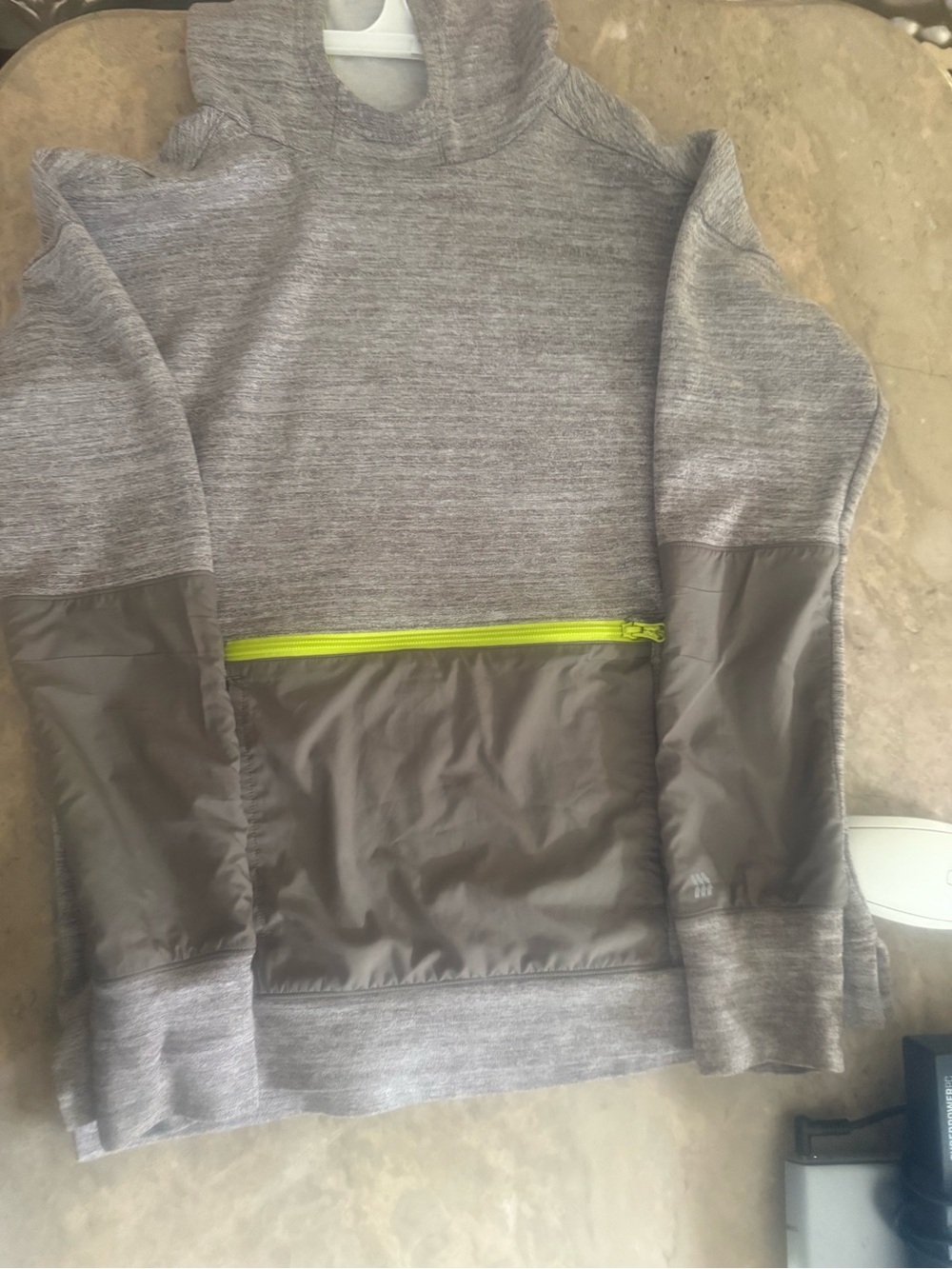 all in motion Gray Hoodie with Neon Yellow Zip Pocket